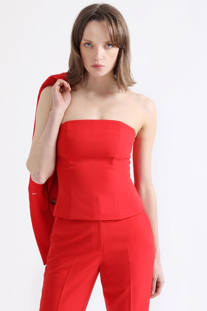 Top Strapless Barbas, Rojo Liola-0