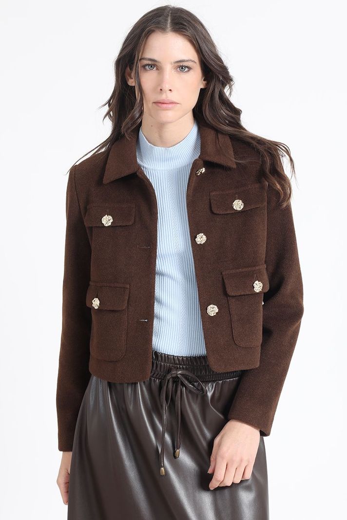 Chaqueta Crop, Muflon Melange, Chocolate Liola-0