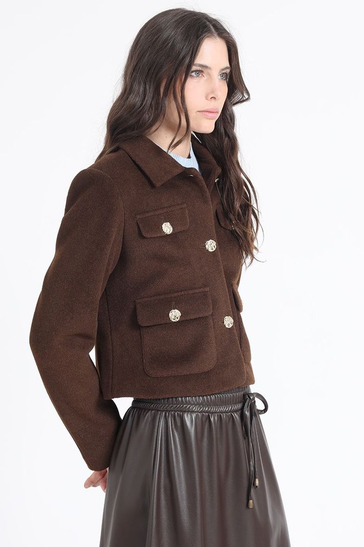 Chaqueta Crop, Muflon Melange, Chocolate Liola-2
