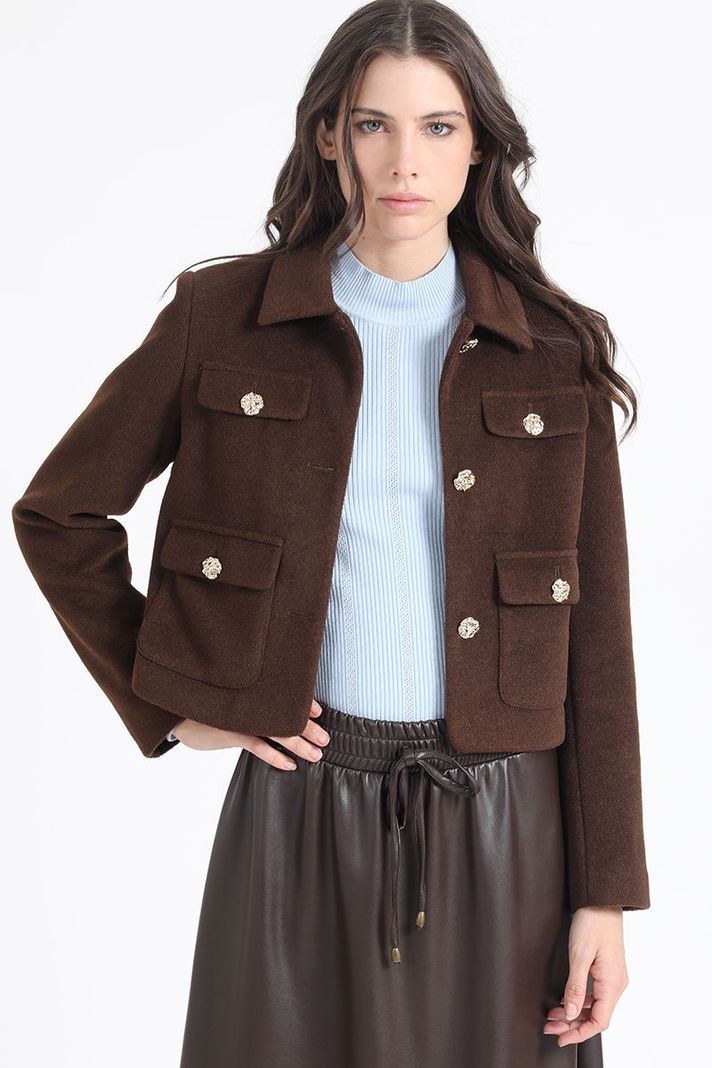 Chaqueta Crop, Muflon Melange, Chocolate Liola-4