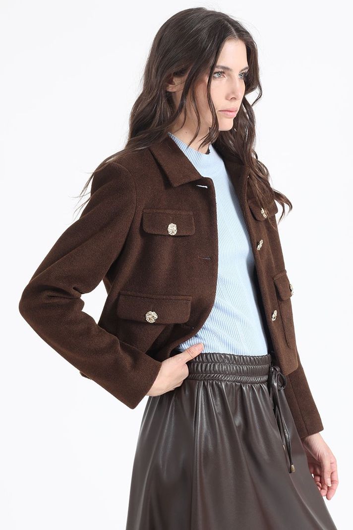 Chaqueta Crop, Muflon Melange, Chocolate Liola-5