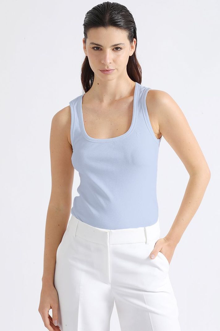Polera Basica Ribb, Celeste Liola