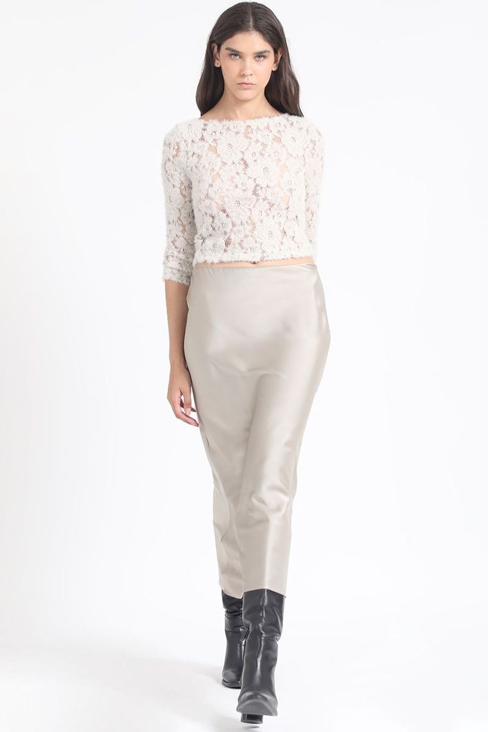 Falda Maxi Sesgada Satin Beige Liola-2