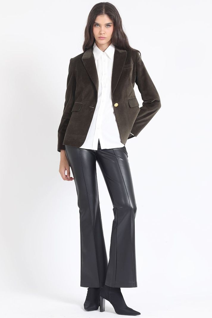 Blazer Entallado Terciopelo, Militar Liola-1
