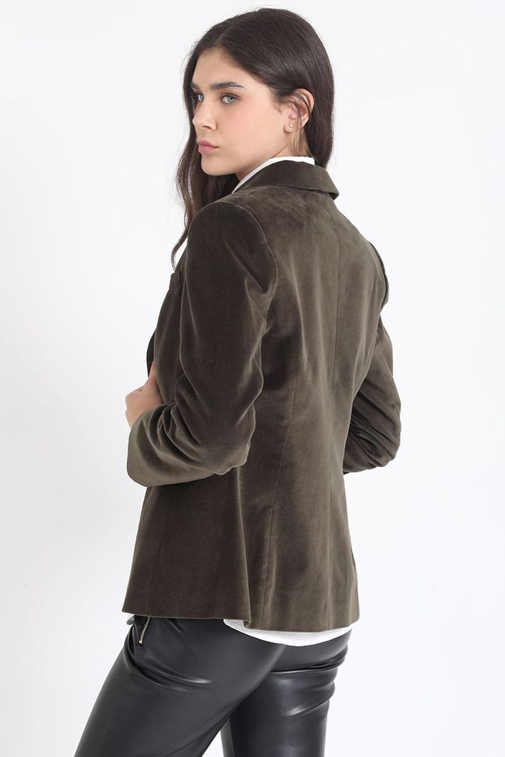 Blazer Entallado Terciopelo, Militar Liola-4