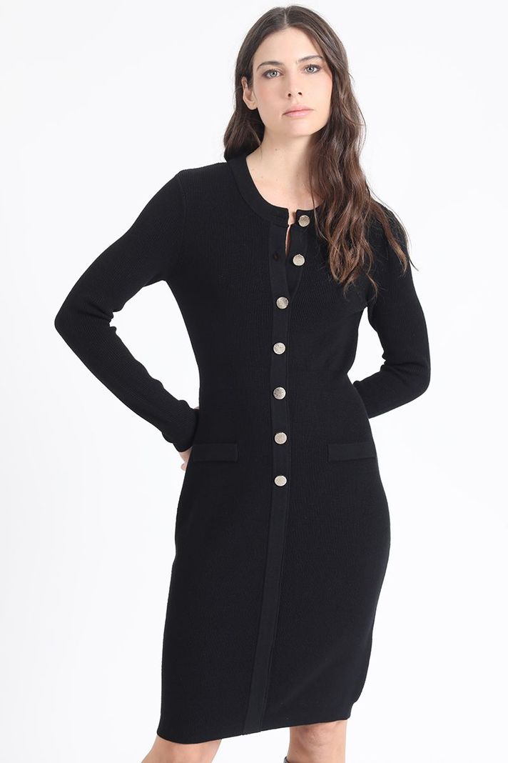 Vestido Ajustado Tejido Punto, Negro Liola-1