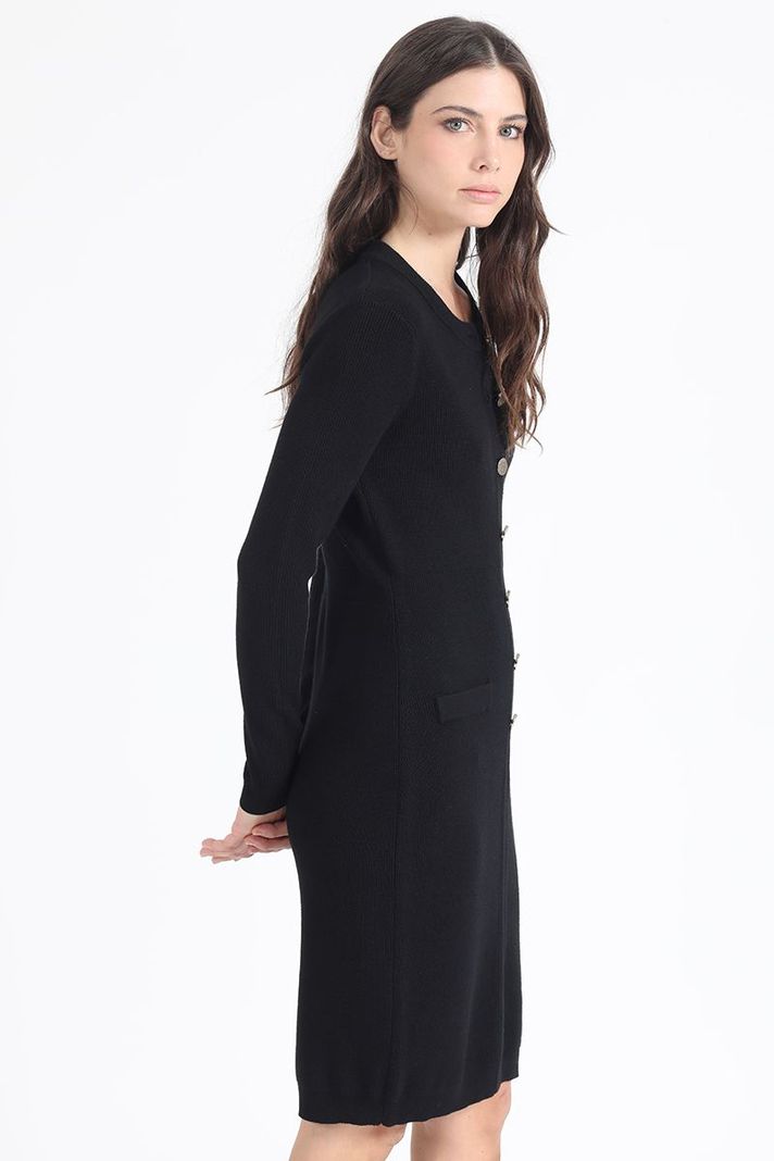 Vestido Ajustado Tejido Punto, Negro Liola-3