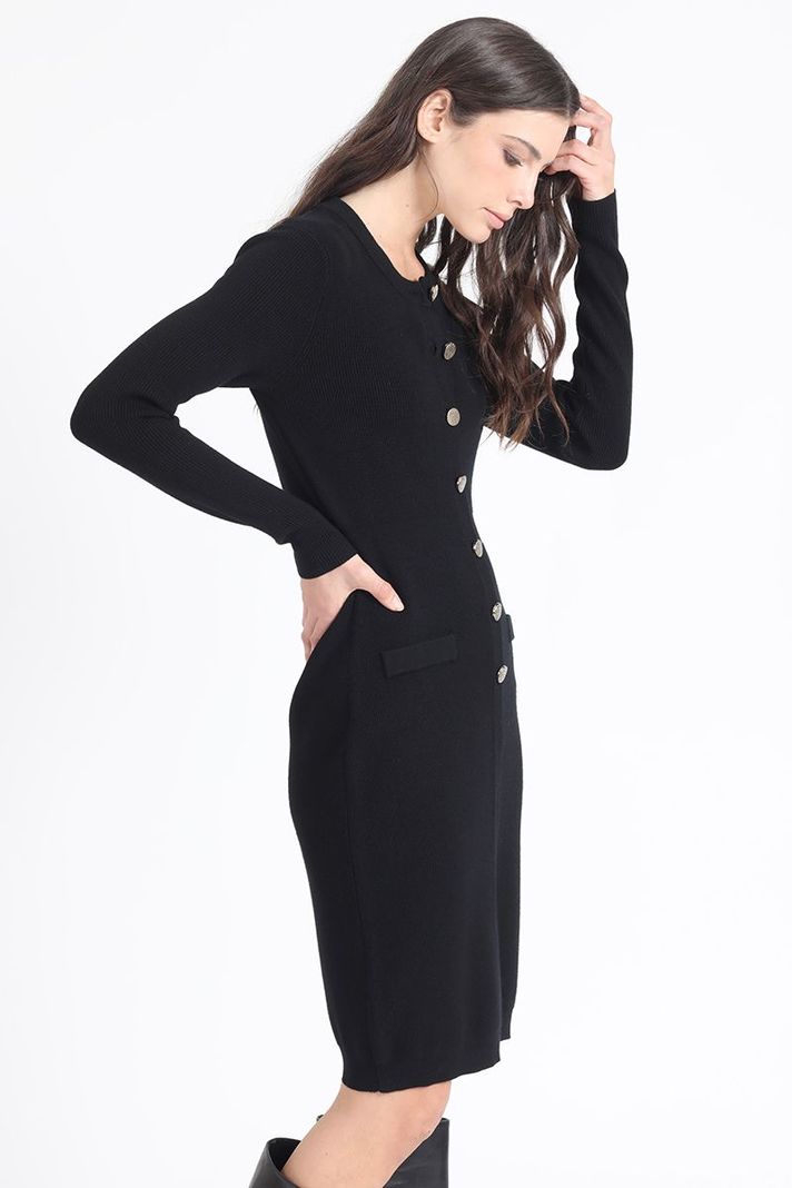 Vestido Ajustado Tejido Punto, Negro Liola-5