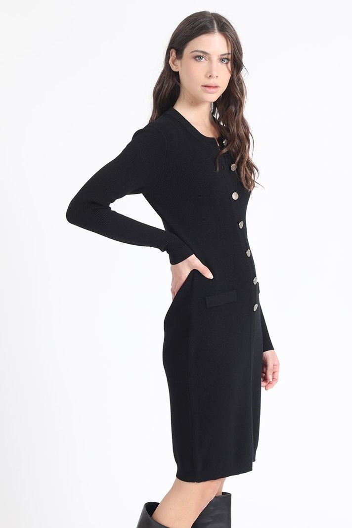 Vestido Ajustado Tejido Punto, Negro Liola-6