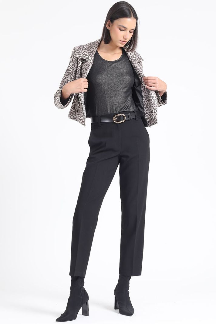 Chaqueta Biker, Efecto Gamuza, Estampado Leopardo Liola-5
