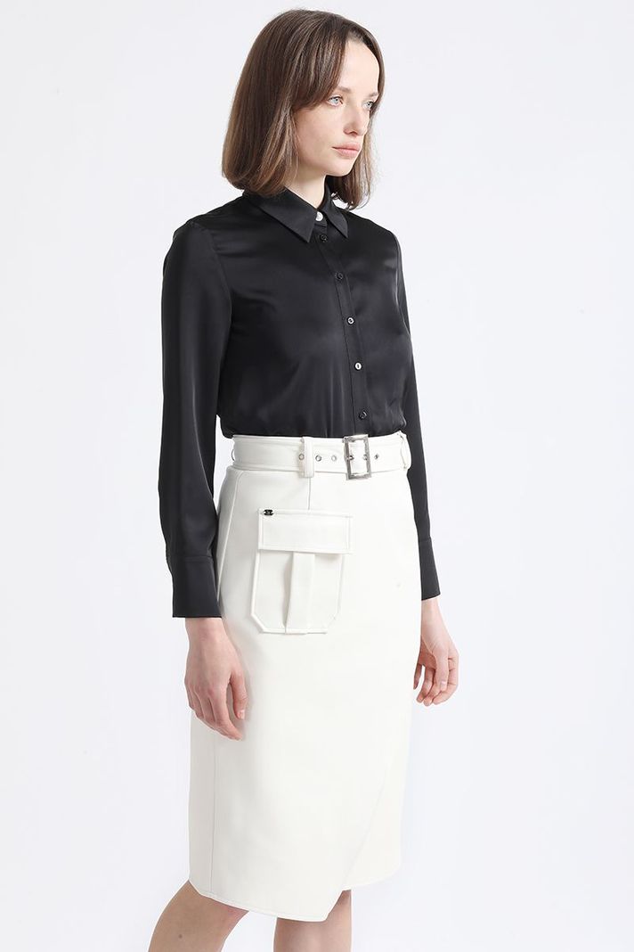 Falda Midi Asimetrica, Simil Cuero, Crudo Liola-3