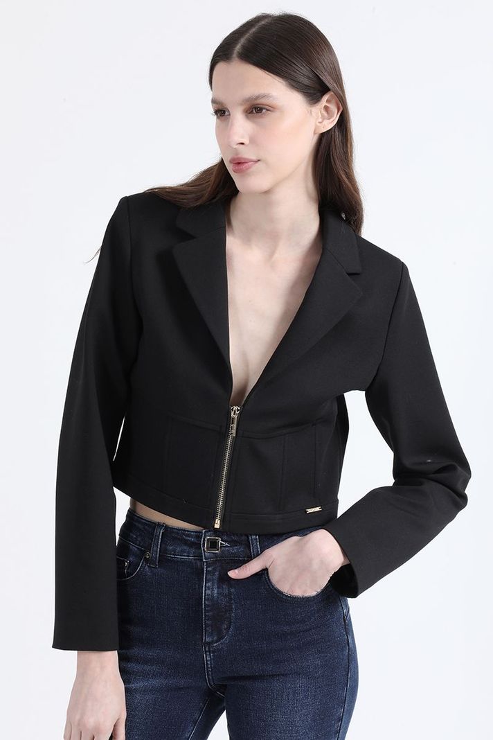 Blazer Cropped, Cortes Corse, Negro Liola-0
