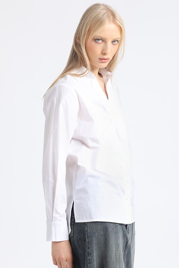Camisa Recta Algodón Poplin, Crudo Liola-5