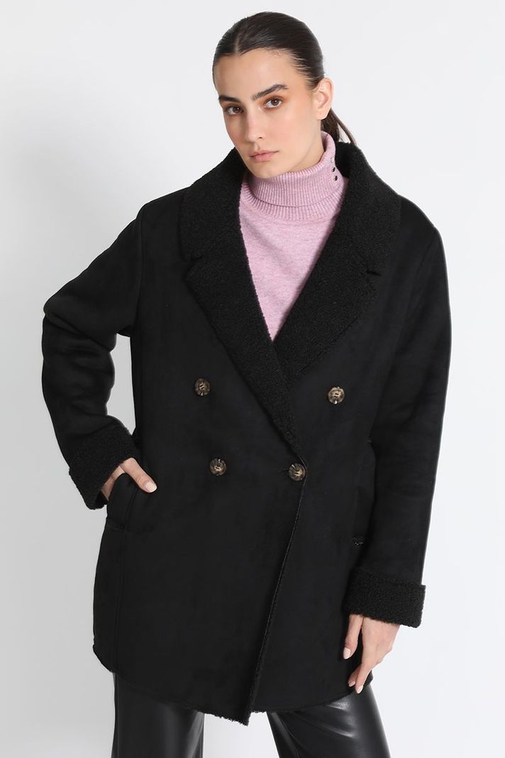 Chaquetón Recto Tipo Gamulan Negro Liola-0