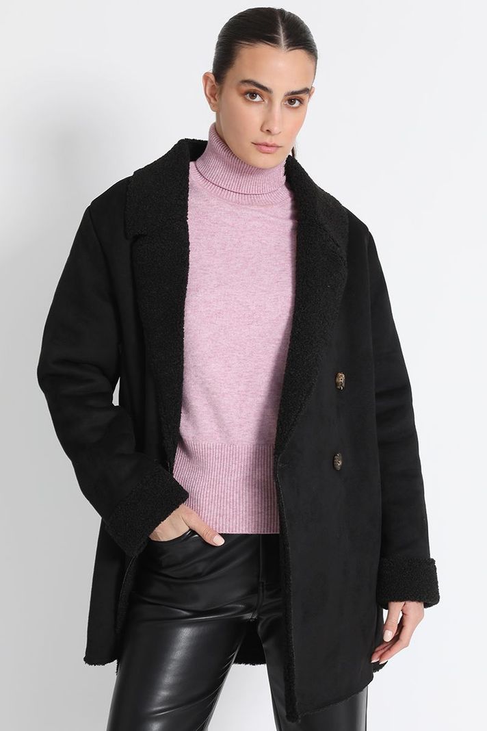 Chaquetón Recto Tipo Gamulan Negro Liola-1