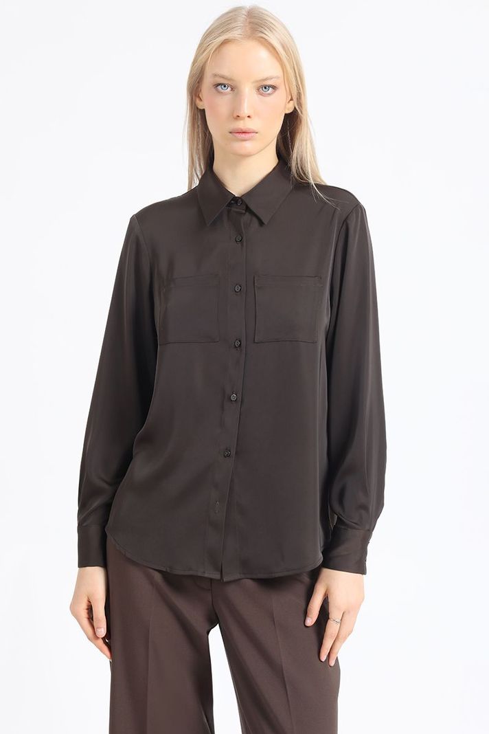 Blusa Basica Satin, Chocolate Liola-0