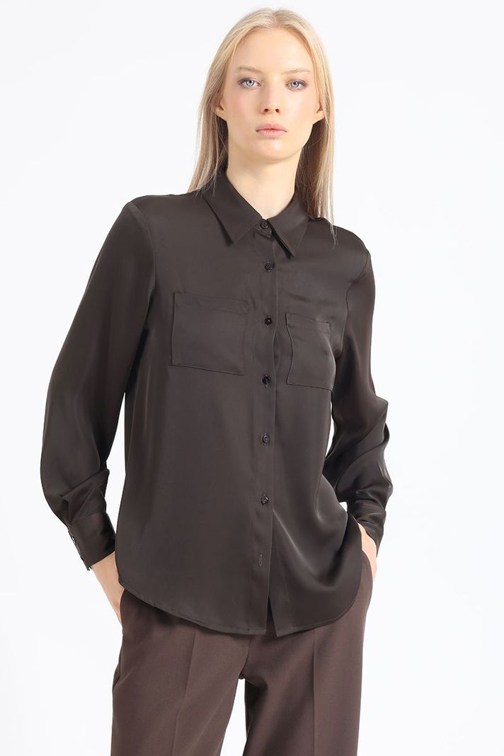 Blusa Basica Satin, Chocolate Liola-2