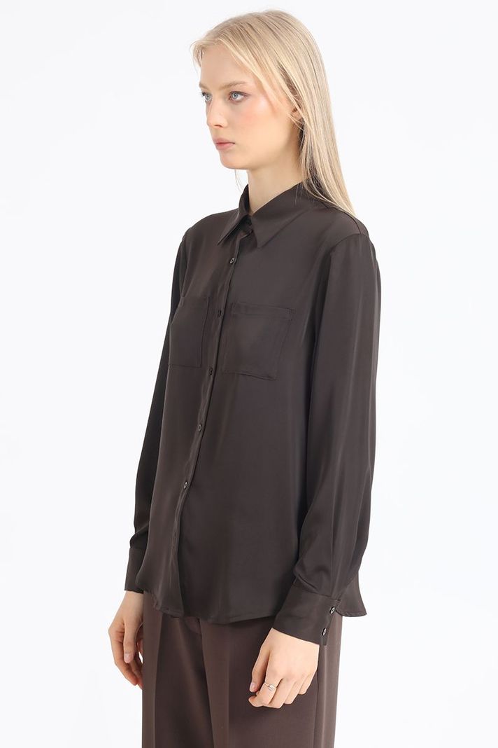 Blusa Basica Satin, Chocolate Liola-3