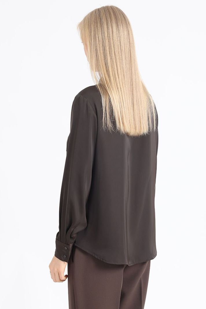 Blusa Basica Satin, Chocolate Liola-4