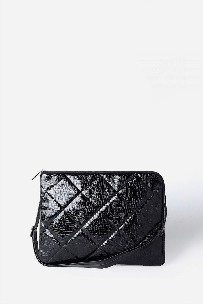 Bolso Laptop, Acolchado Piton, Efecto Cuero, Negro Liola-0
