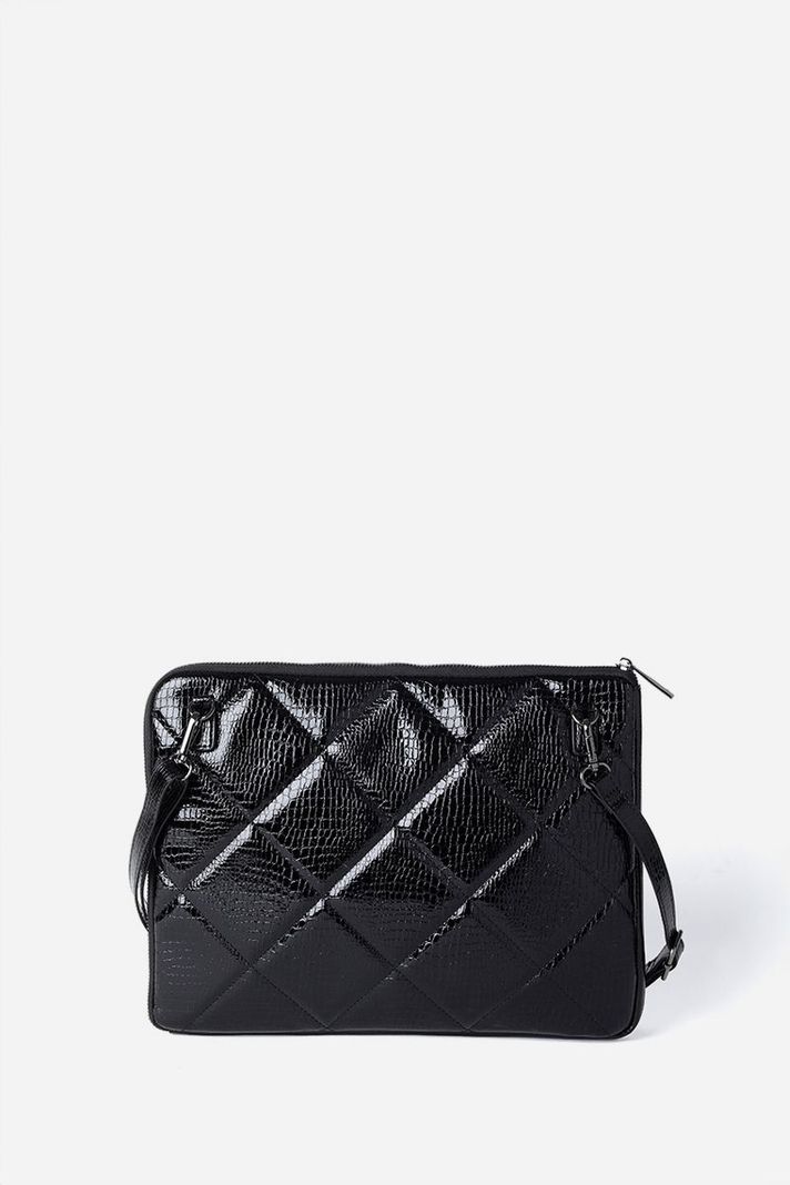 Bolso Laptop, Acolchado Piton, Efecto Cuero, Negro Liola-2