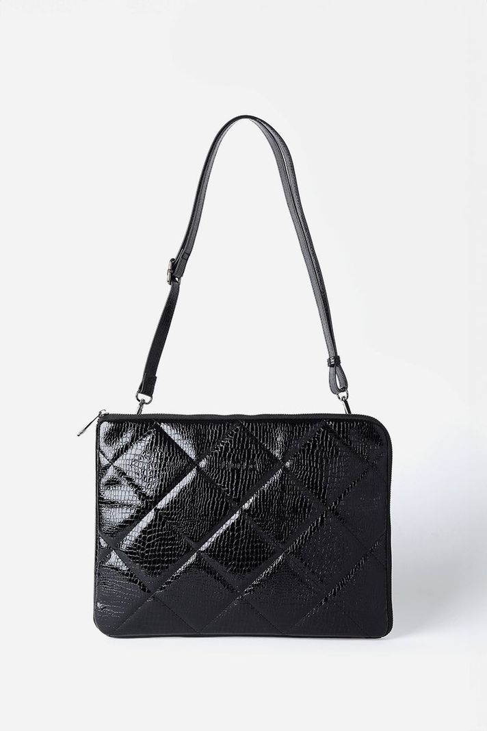 Bolso Laptop, Acolchado Piton, Efecto Cuero, Negro Liola-3