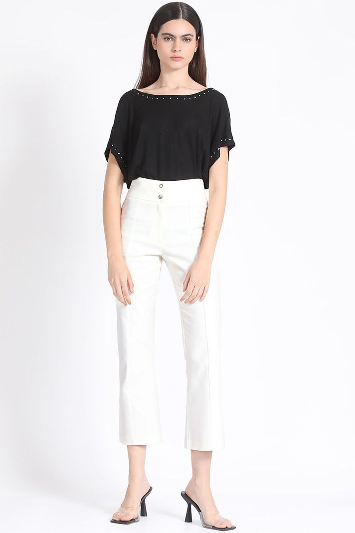 Pantalon Crop Mini Flare Gabardina Falla Crudo Liola-0