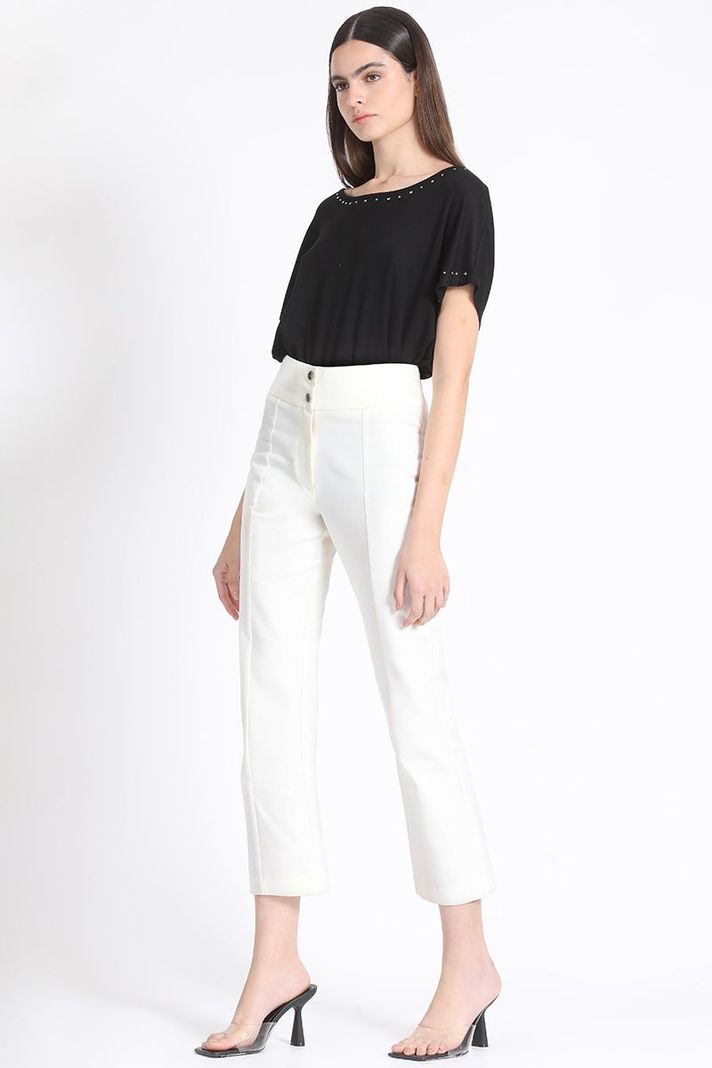 Pantalon Crop Mini Flare Gabardina Falla Crudo Liola-1