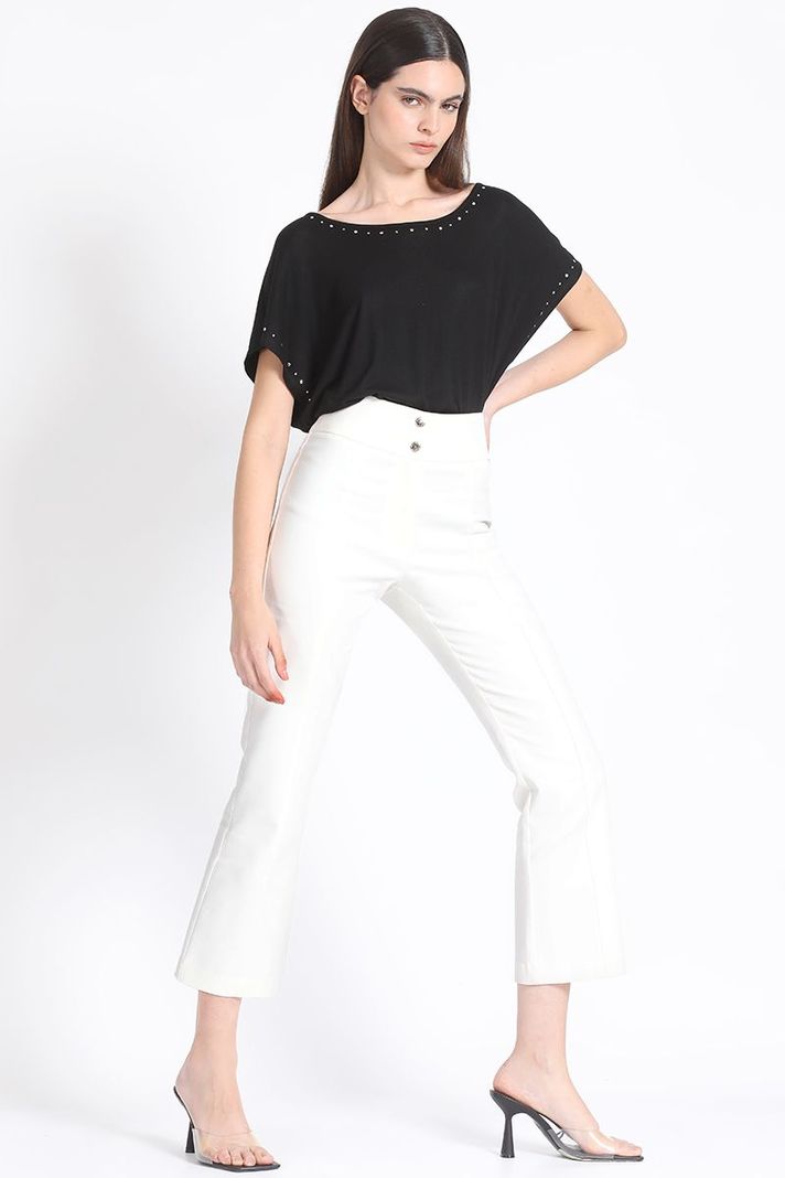 Pantalon Crop Mini Flare Gabardina Falla Crudo Liola-3