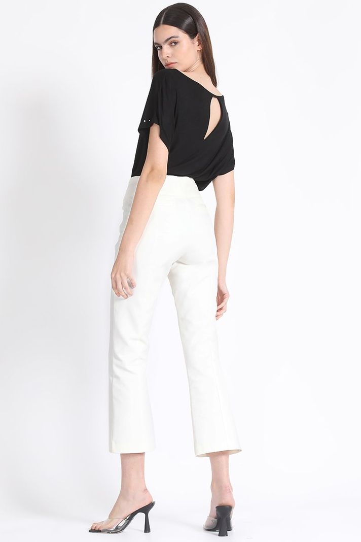 Pantalon Crop Mini Flare Gabardina Falla Crudo Liola-4