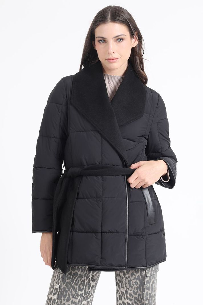 Parka Efecto Cuero Mix Muflon, Negro Liola-0