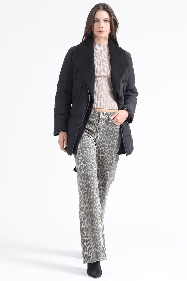 Parka Efecto Cuero Mix Muflon, Negro Liola-1