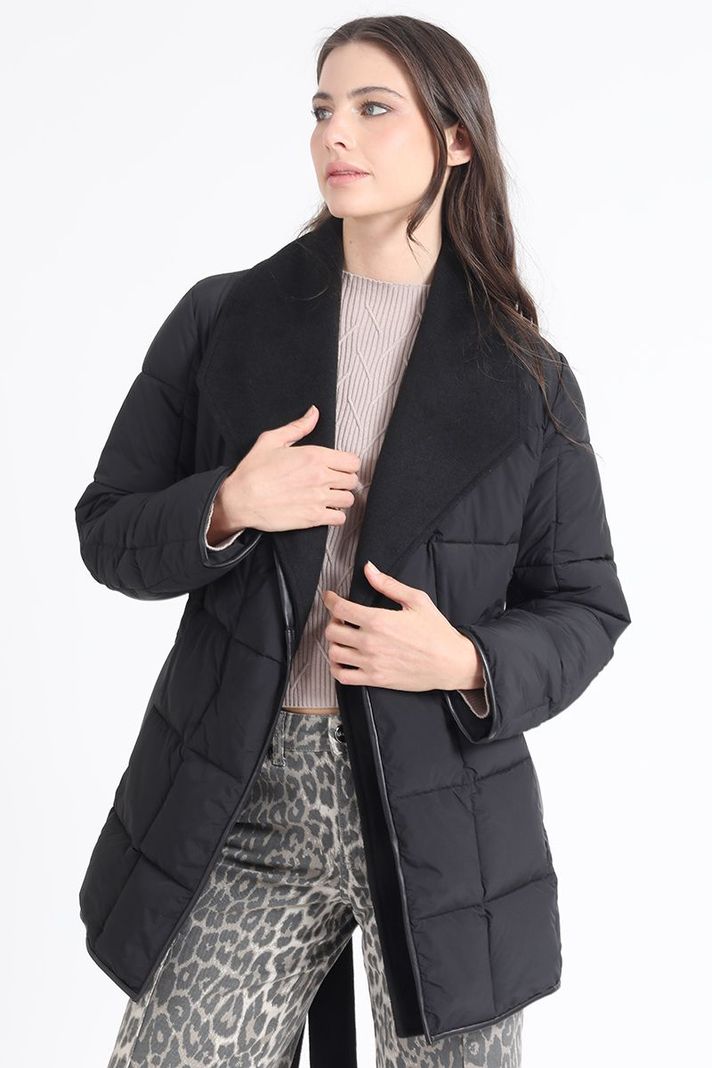 Parka Efecto Cuero Mix Muflon, Negro Liola-2