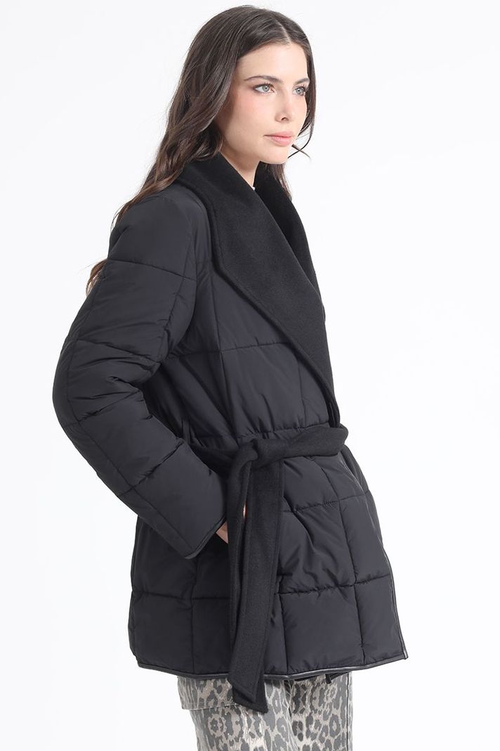 Parka Efecto Cuero Mix Muflon, Negro Liola-4
