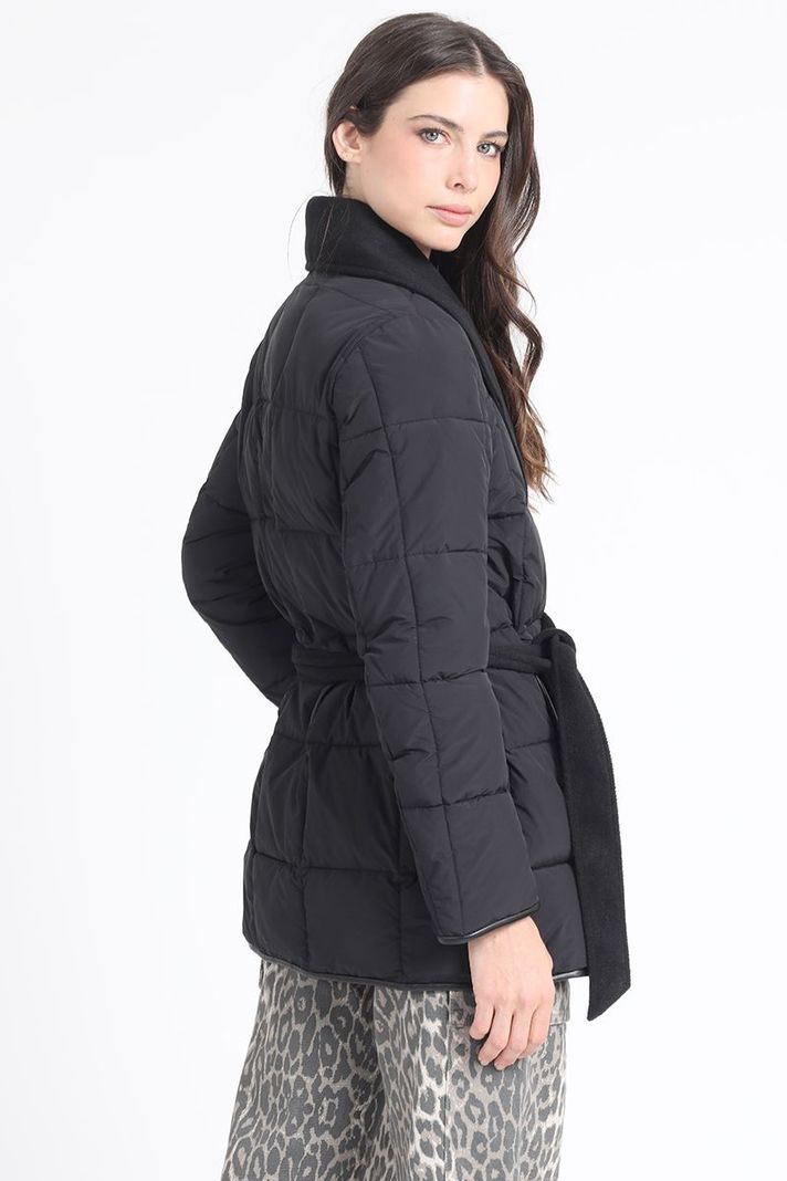 Parka Efecto Cuero Mix Muflon, Negro Liola-5