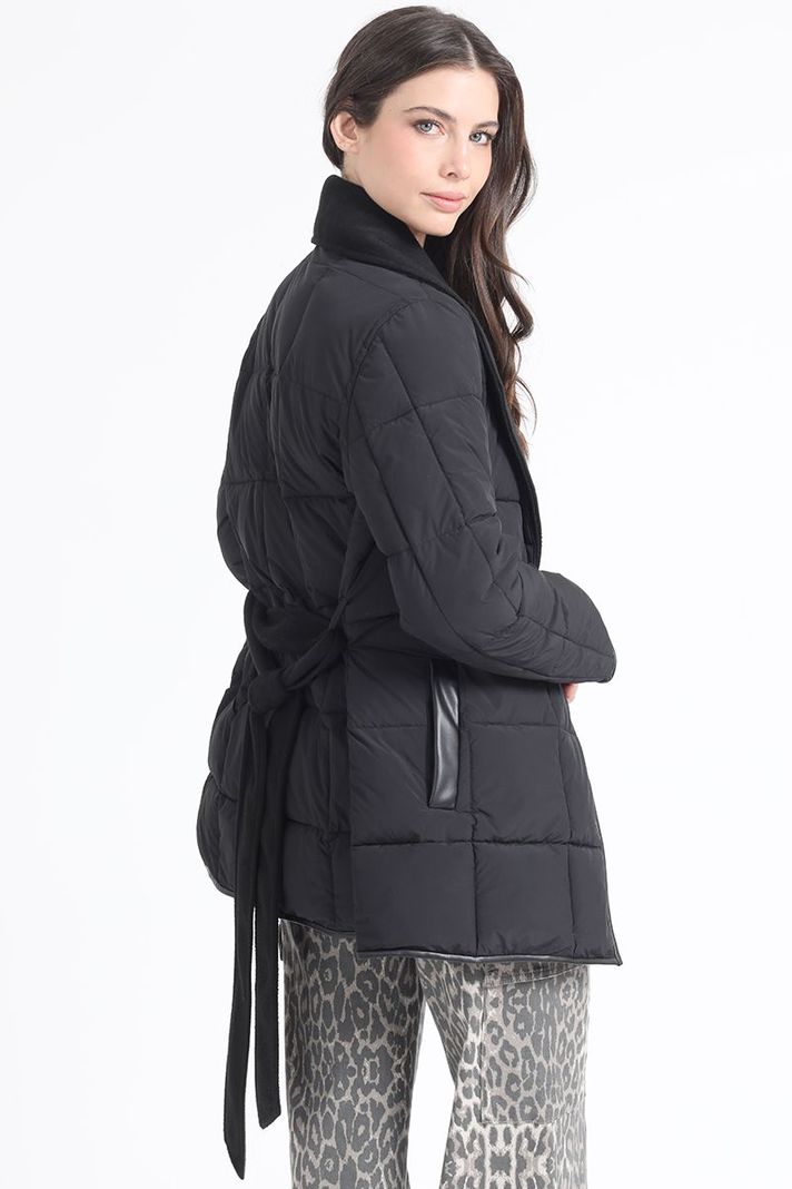 Parka Efecto Cuero Mix Muflon, Negro Liola-6