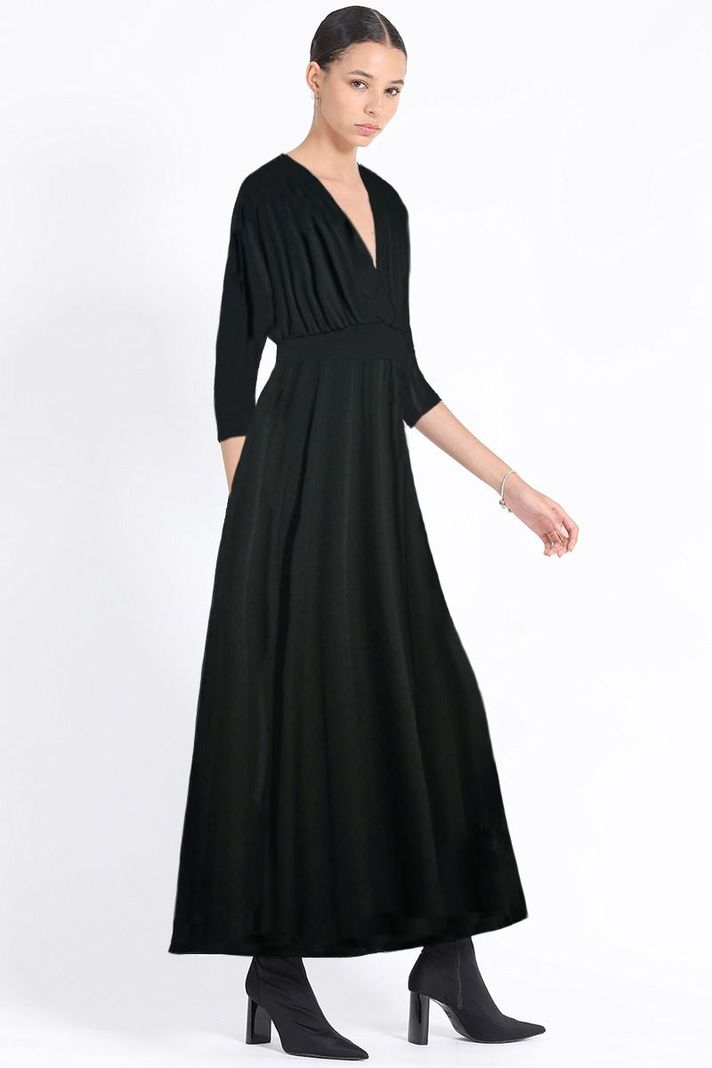 Vestido Maxi, Jersey Negro Liola-0