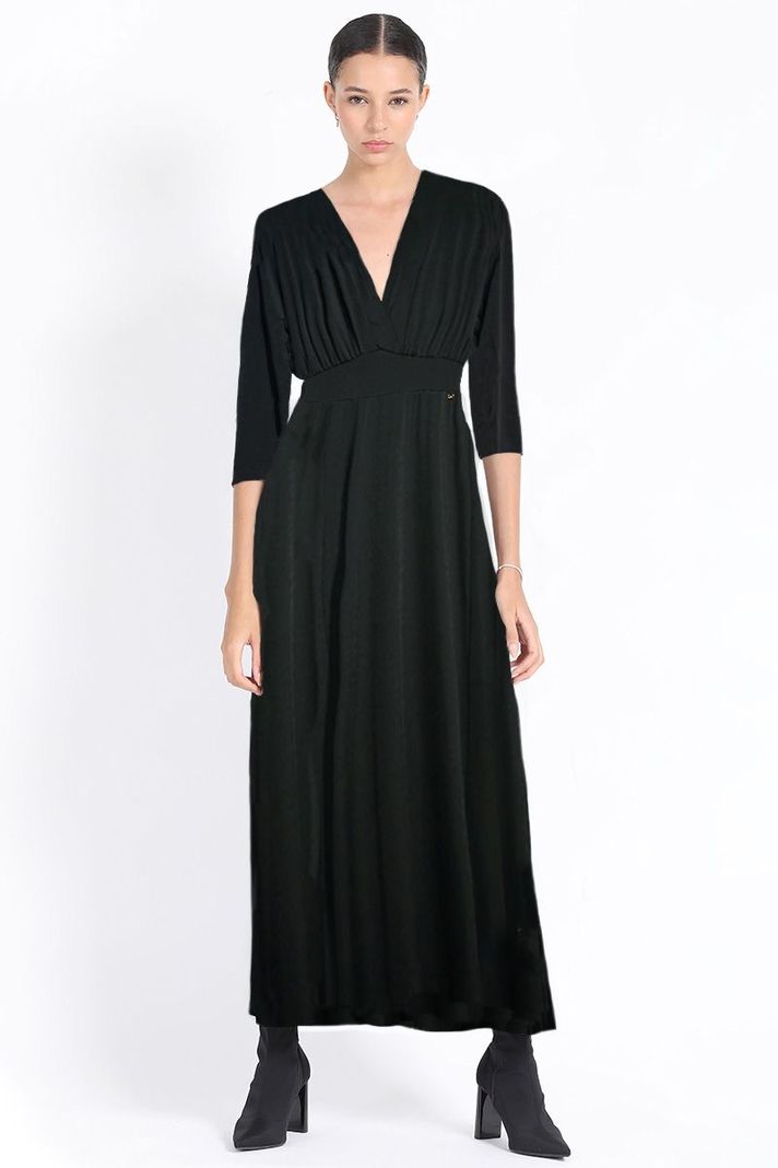 Vestido Maxi, Jersey Negro Liola-2