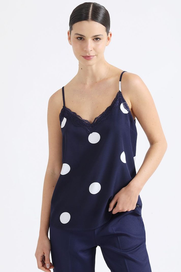 Top Lencero Estampado Lunares, Azul Liola-0