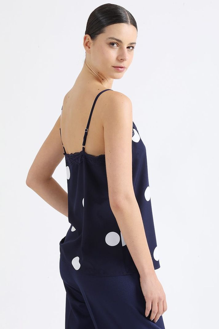 Top Lencero Estampado Lunares, Azul Liola-2