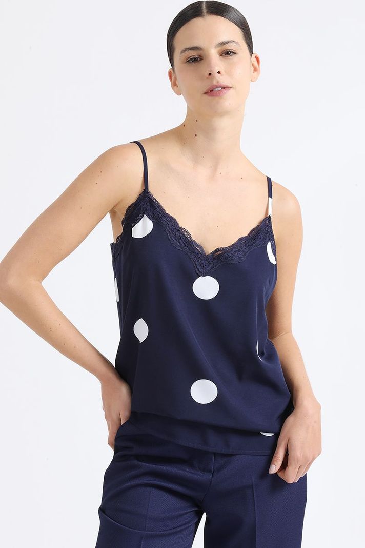 Top Lencero Estampado Lunares, Azul Liola-4