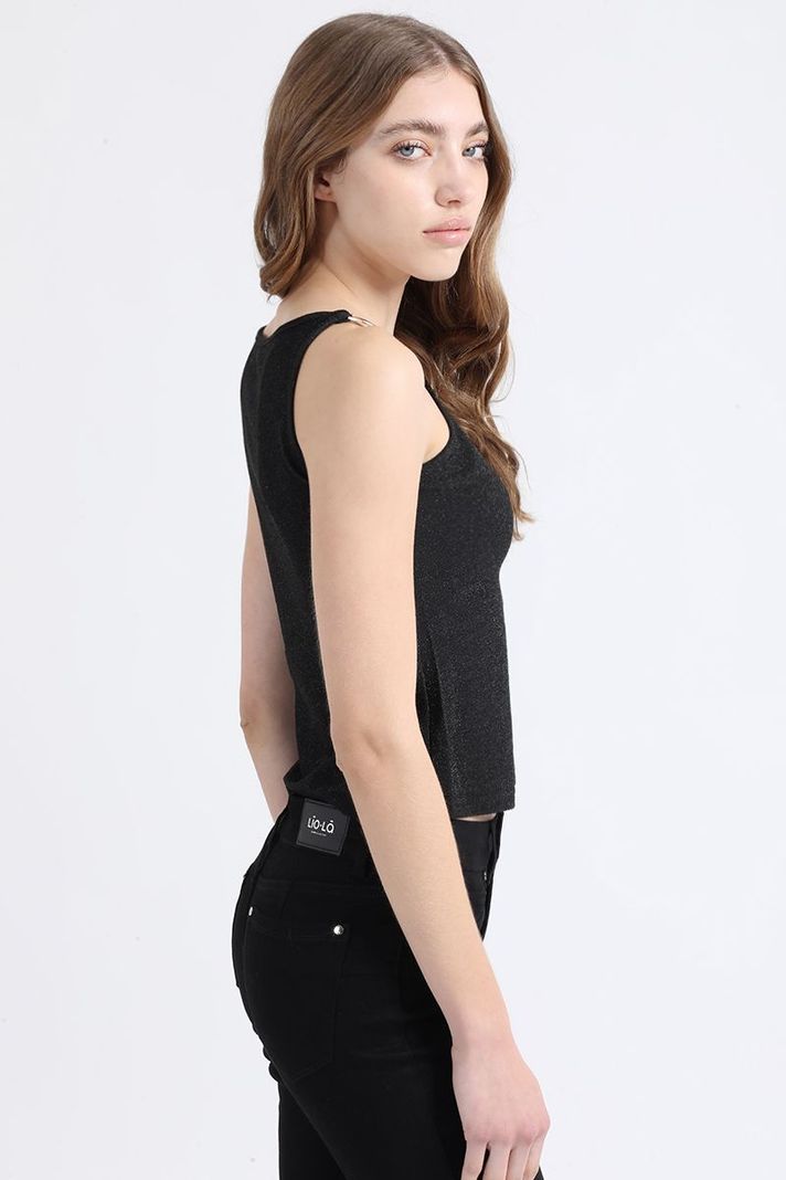 Top Lurex, Herraje De Metal En Hombros, Negro Liola-1
