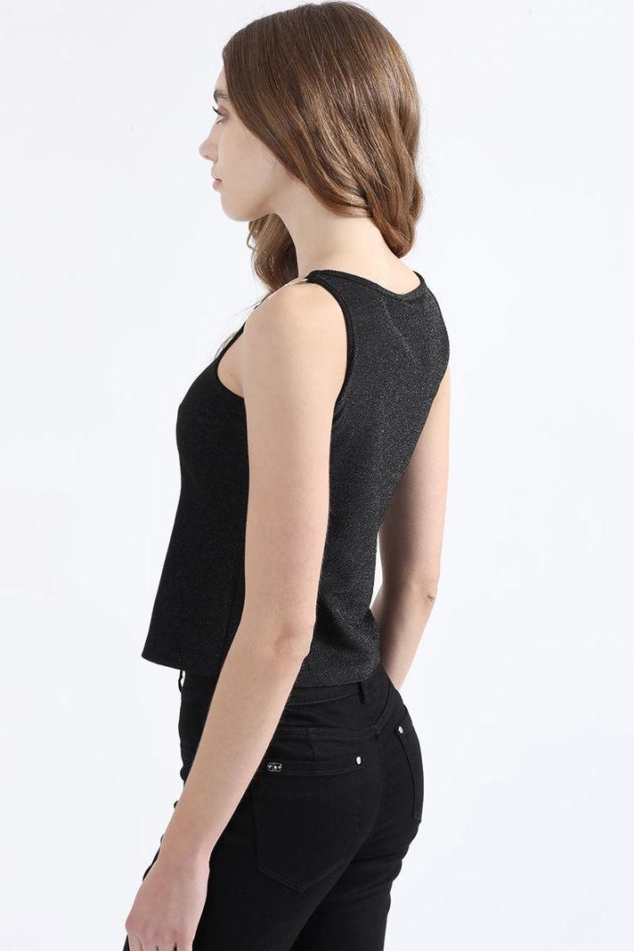 Top Lurex, Herraje De Metal En Hombros, Negro Liola-3