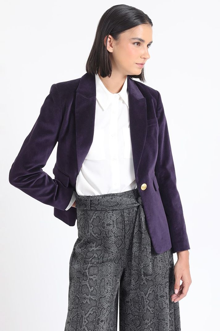 Blazer Entallado Terciopelo, Arandano Liola-4