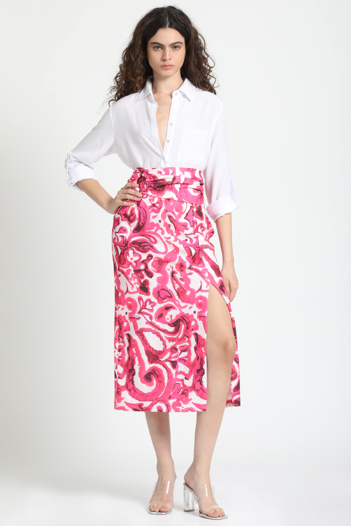 Falda Midi Estampado Rosa Liola-0