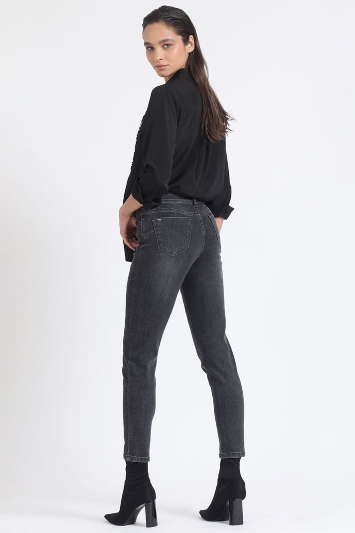 Jeans Skinny Push -Up Brillos, Tiro Medio, Grafito Liola-4
