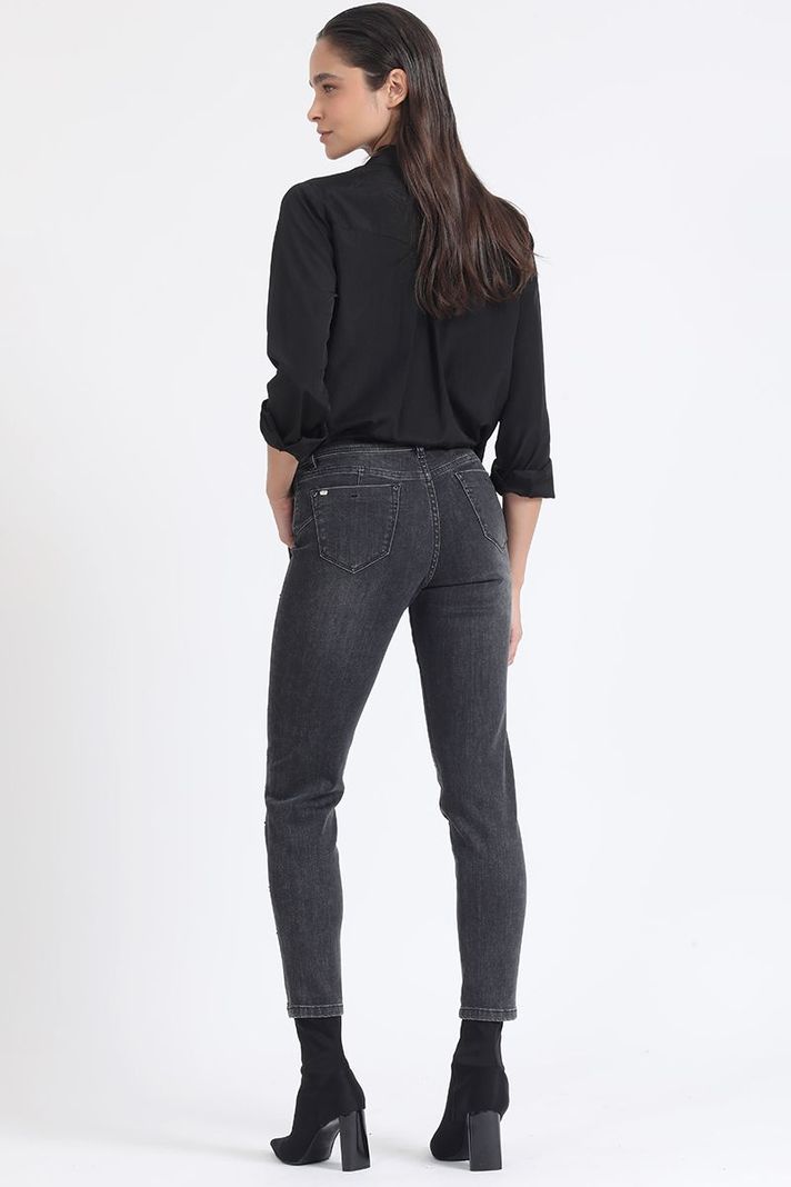 Jeans Skinny Push -Up Brillos, Tiro Medio, Grafito Liola-5