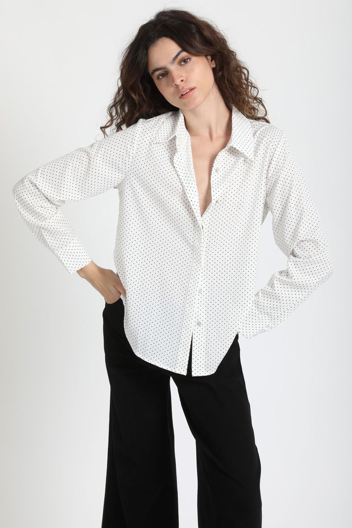Blusa Estampada Puntos, Blanco Liola
