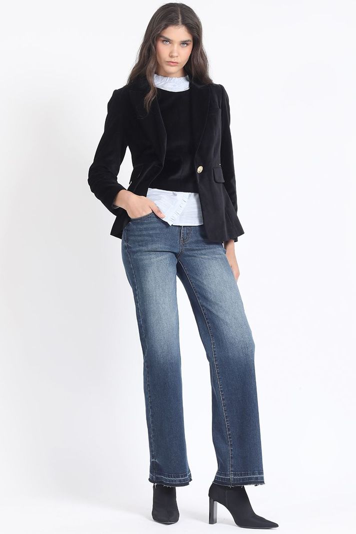 Blazer Entallado Terciopelo, Negro Liola-2
