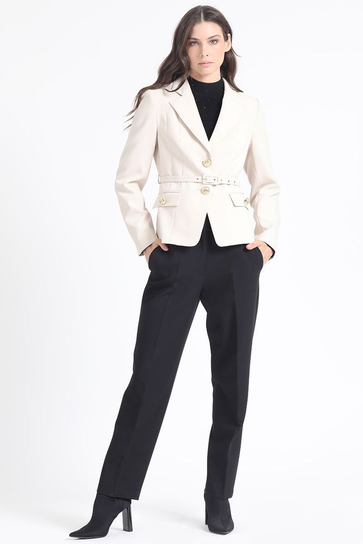 Blazer Entallado Con Cinturon, Crudo Liola-1